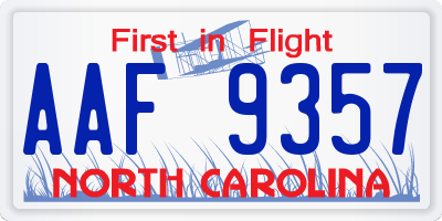 NC license plate AAF9357