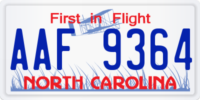 NC license plate AAF9364