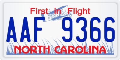 NC license plate AAF9366
