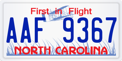 NC license plate AAF9367