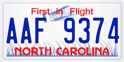 NC license plate AAF9374