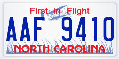 NC license plate AAF9410