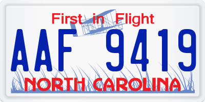NC license plate AAF9419