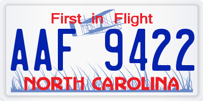 NC license plate AAF9422