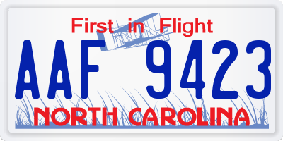 NC license plate AAF9423