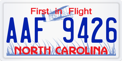 NC license plate AAF9426