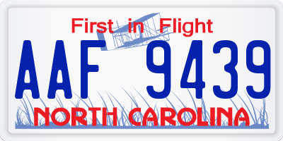 NC license plate AAF9439