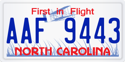 NC license plate AAF9443