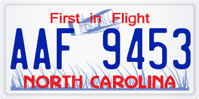 NC license plate AAF9453