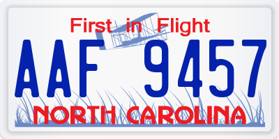 NC license plate AAF9457