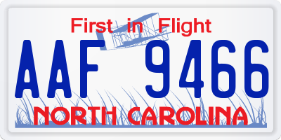 NC license plate AAF9466