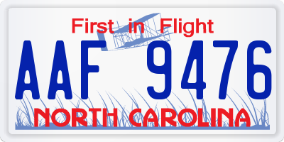 NC license plate AAF9476