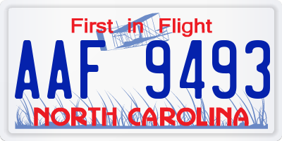 NC license plate AAF9493