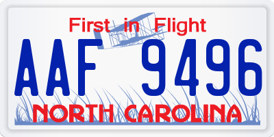 NC license plate AAF9496