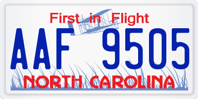 NC license plate AAF9505