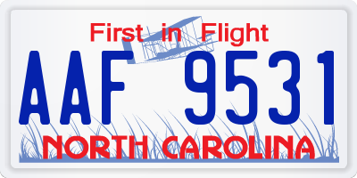 NC license plate AAF9531