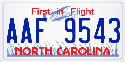 NC license plate AAF9543