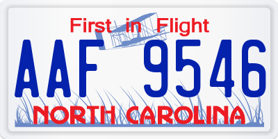 NC license plate AAF9546
