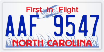 NC license plate AAF9547
