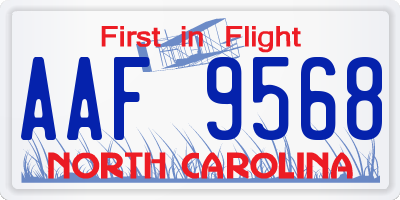 NC license plate AAF9568