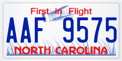 NC license plate AAF9575