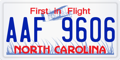 NC license plate AAF9606