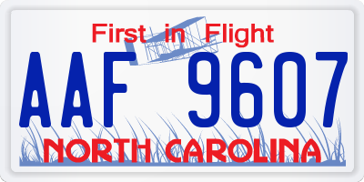 NC license plate AAF9607