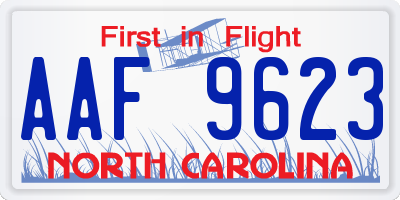 NC license plate AAF9623