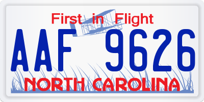 NC license plate AAF9626