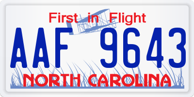 NC license plate AAF9643