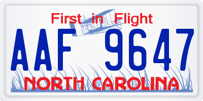 NC license plate AAF9647