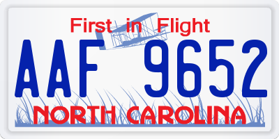 NC license plate AAF9652
