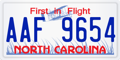 NC license plate AAF9654