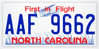 NC license plate AAF9662