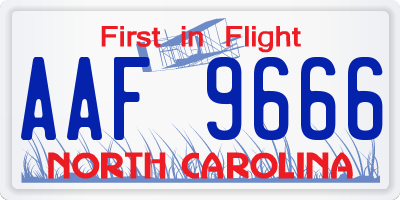 NC license plate AAF9666