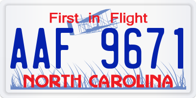NC license plate AAF9671