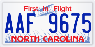NC license plate AAF9675