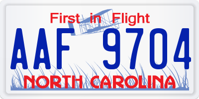 NC license plate AAF9704