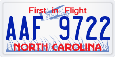 NC license plate AAF9722
