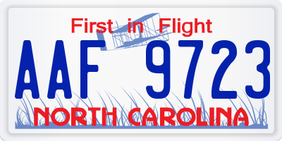 NC license plate AAF9723