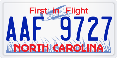 NC license plate AAF9727