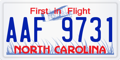 NC license plate AAF9731