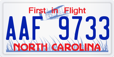 NC license plate AAF9733