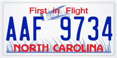 NC license plate AAF9734