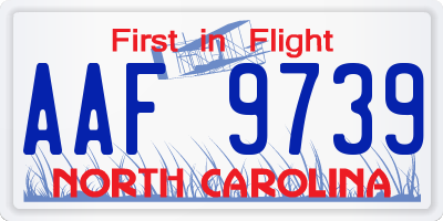 NC license plate AAF9739