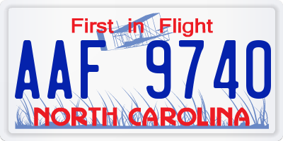 NC license plate AAF9740