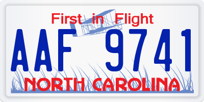 NC license plate AAF9741