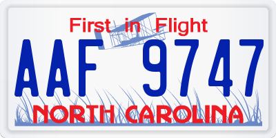 NC license plate AAF9747