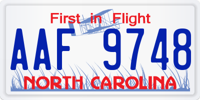 NC license plate AAF9748
