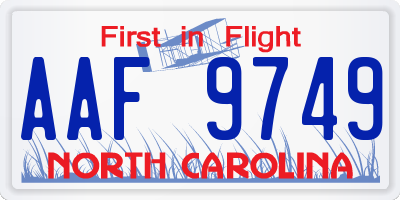 NC license plate AAF9749